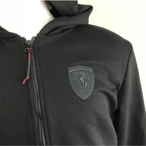 Ferrari Puma men black hoodie sweat track jacket M